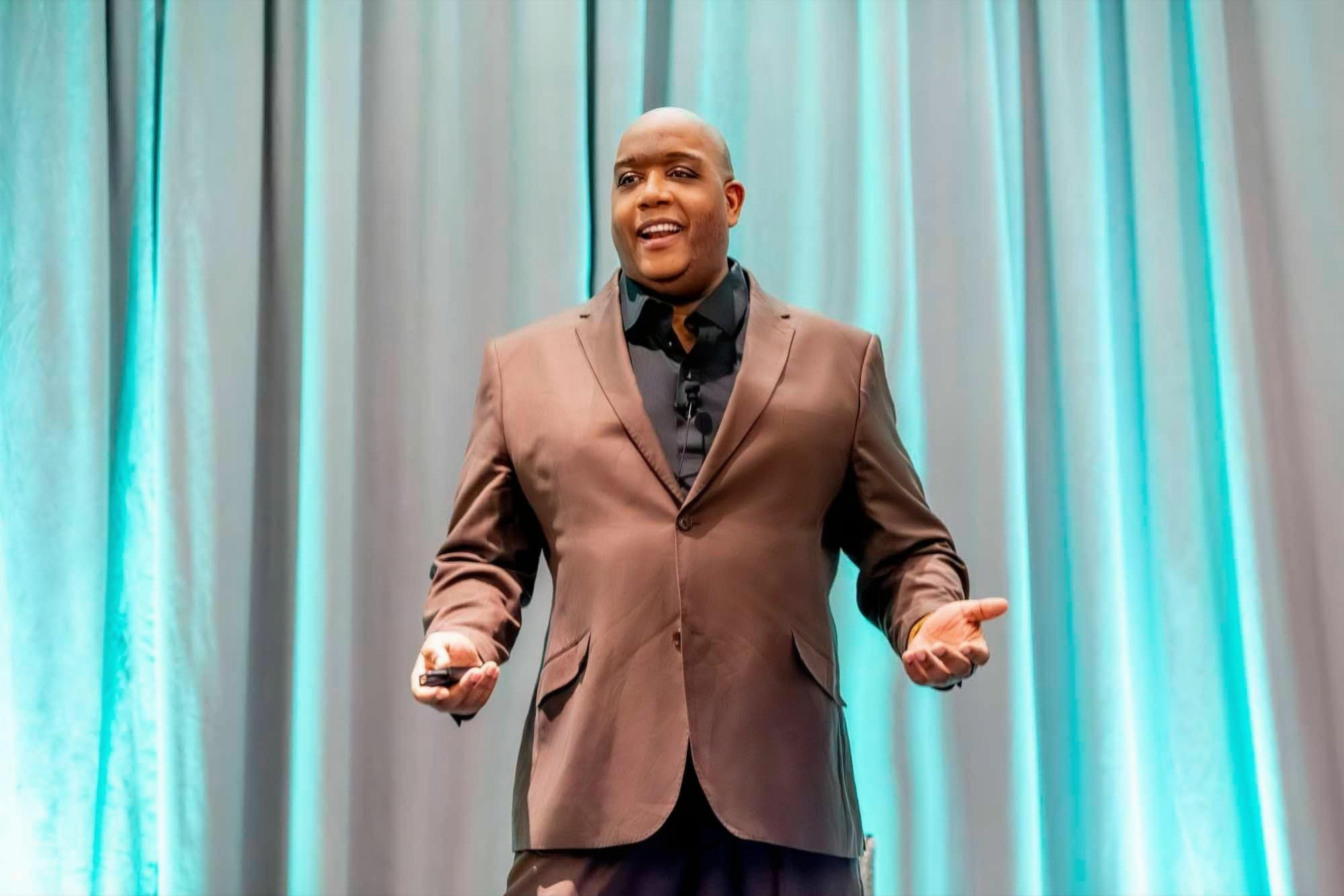 Omar L. Harris delivering a keynote address